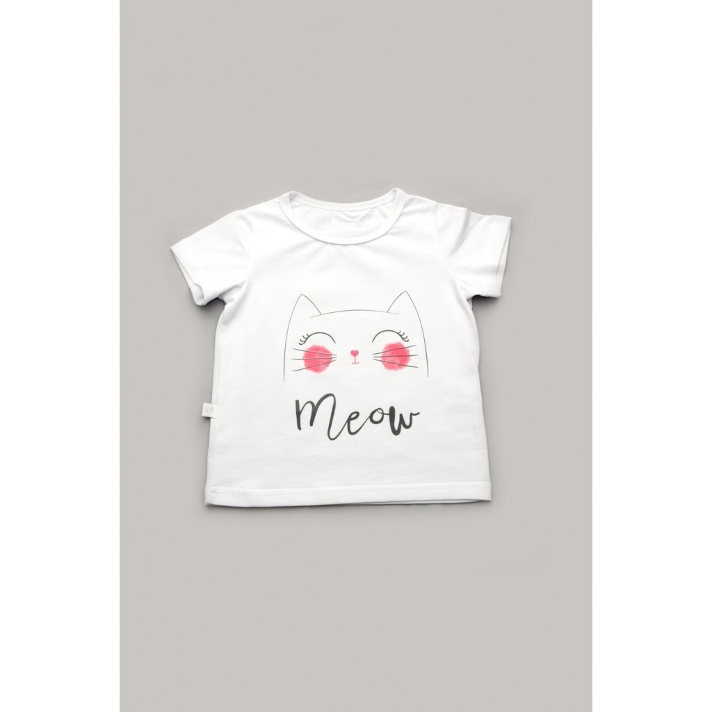 Детская футболка для девочки Мяу (white) 80 р.