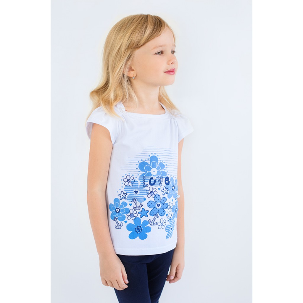 Детская футболка для девочки Море (белая) 128 р.