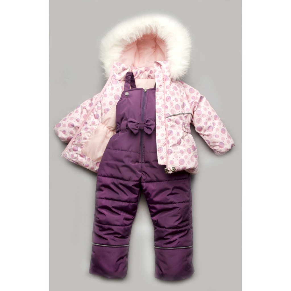 Зимний детский костюм-комбинезон Bubble pink для девочки 98 р.