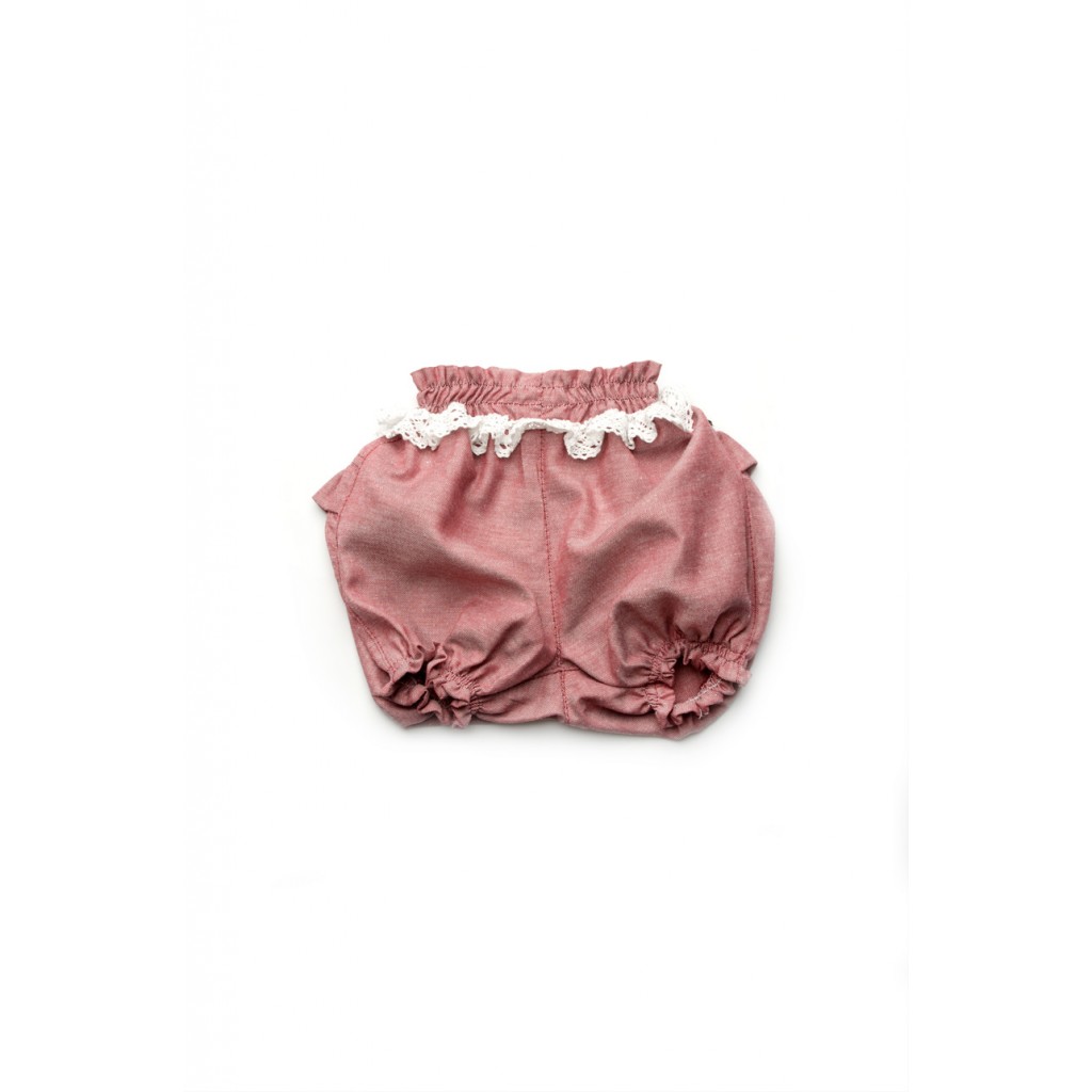 Шорты-панталоны для девочек с кружевом (бордо) 80 р.