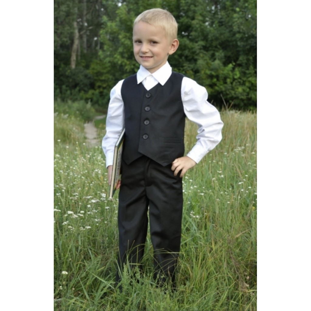 Костюм выпускной для мальчика в детский сад: брюки + жилет (черный) 98 р.