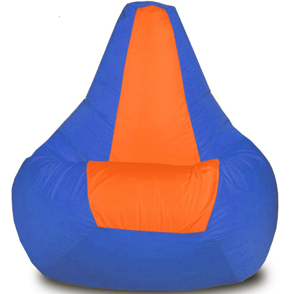 Кресло-мешок Груша Хатка Элит большая Синяя с Оранжевым