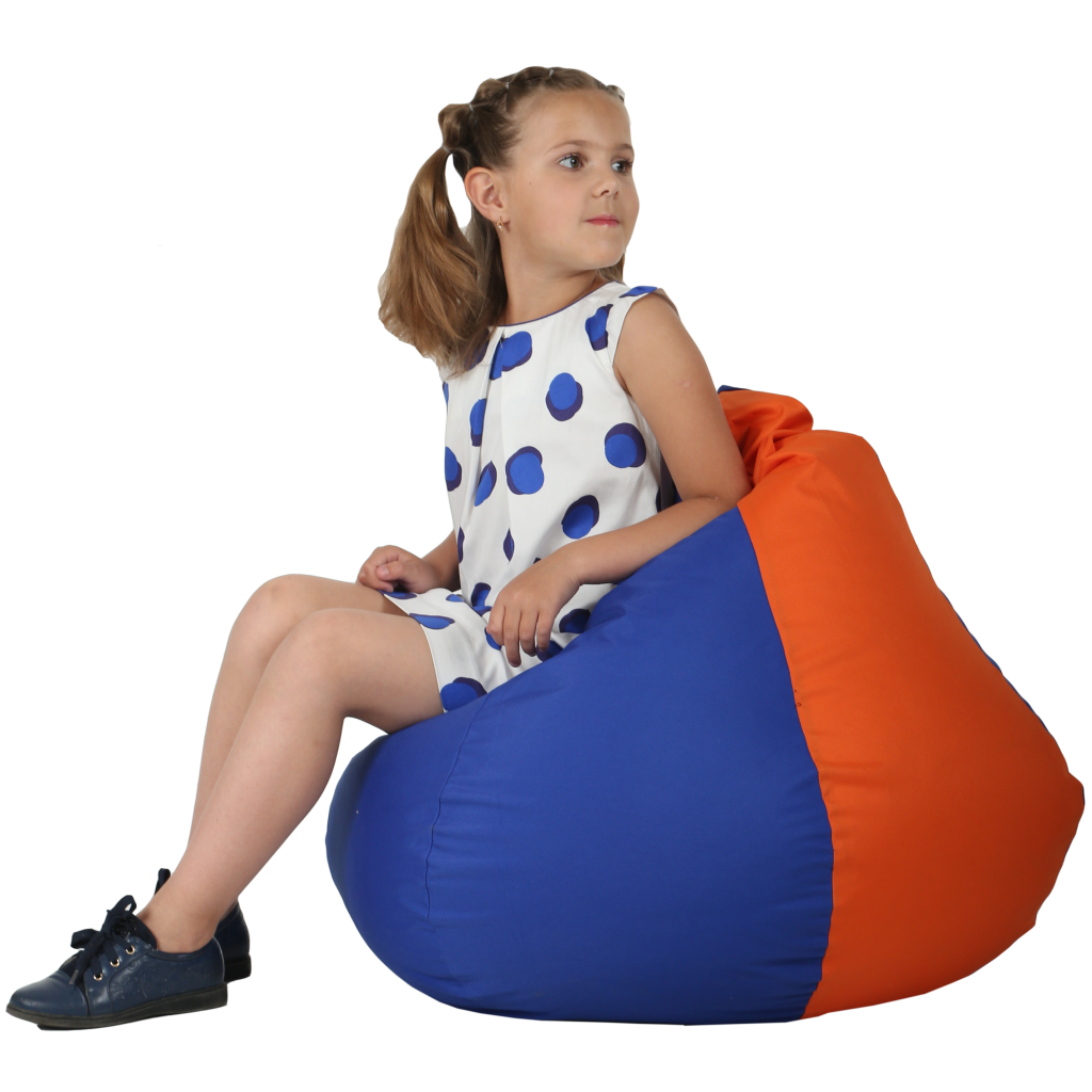 Кресло-мешок Груша Хатка средняя Синяя с Оранжевым (подростковая)