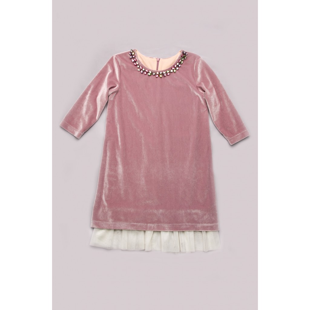 Платье из бархата для девочки (розовый кварц)  128 р.