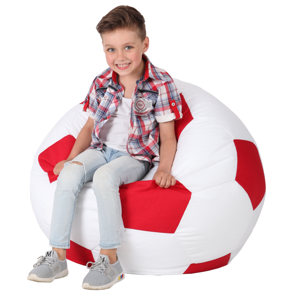 Кресло-мешок Мяч Хатка средний Белый с Красным