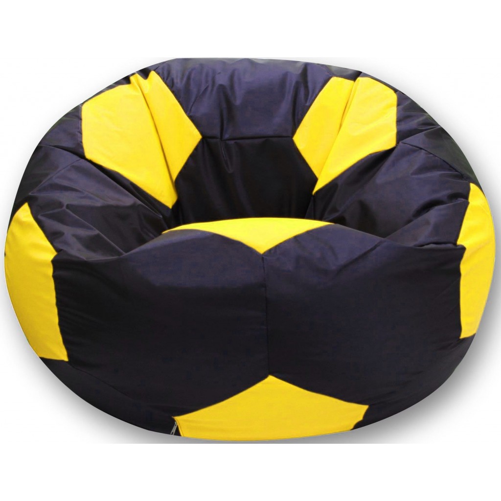 Кресло-мешок Мяч Хатка средний Черный с Желтым