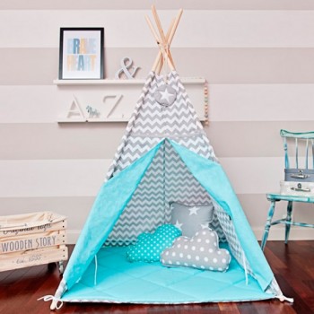 Вігвам Хатка комплект Сіра м'ята з подушками - Малятко