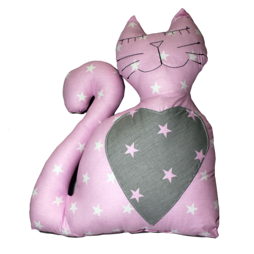 Подушка Хатка Кот Принцесса Розовый с серым