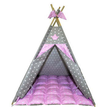 Вигвам Хатка комплект Принцесса Розовый с мягким ковриком - Стандарт