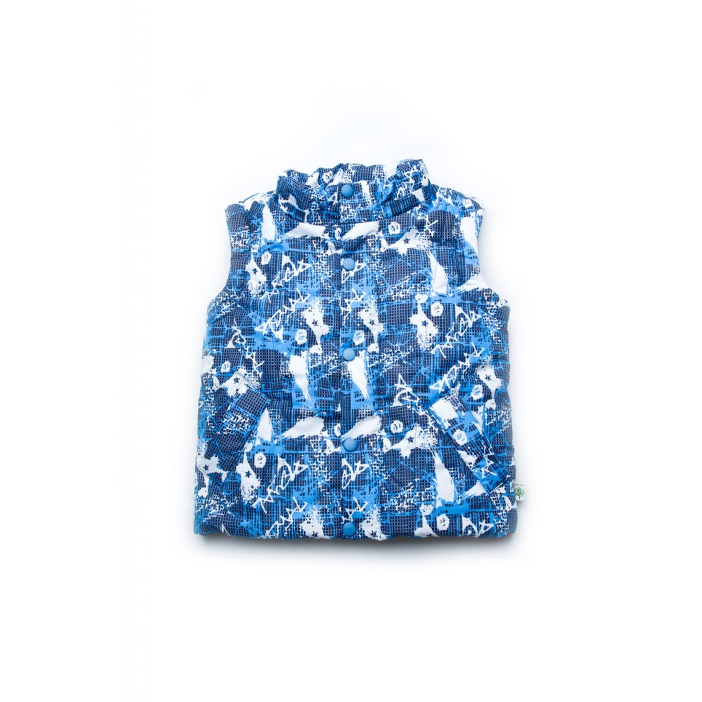 Детская куртка-жилетка для мальчика утепленная (синяя) 110 р.