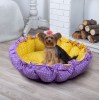 Лежак для кота і собаки Кошик фіолетовий з жовтим