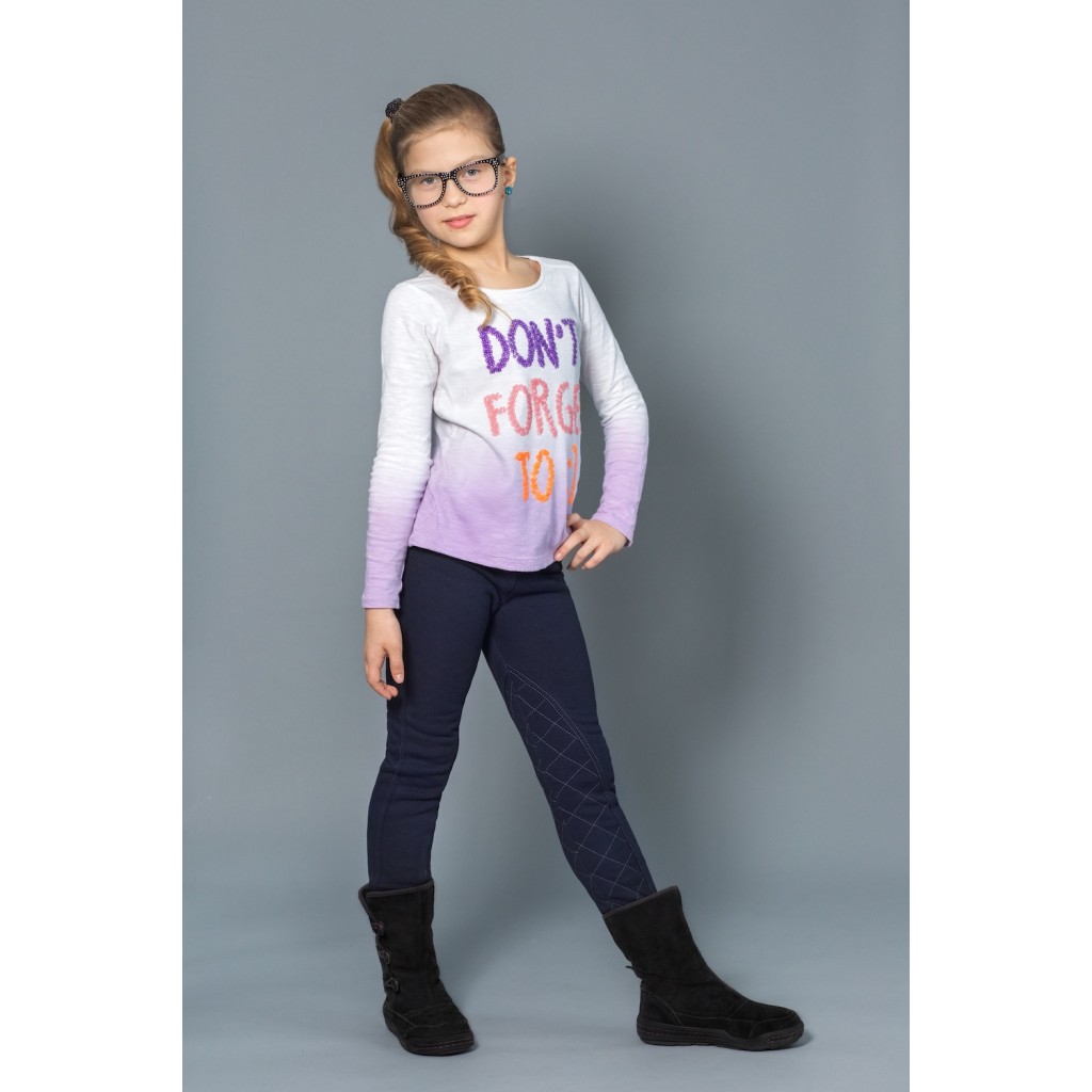 Модные детские брюки для девочек с начесом синие 128 р.