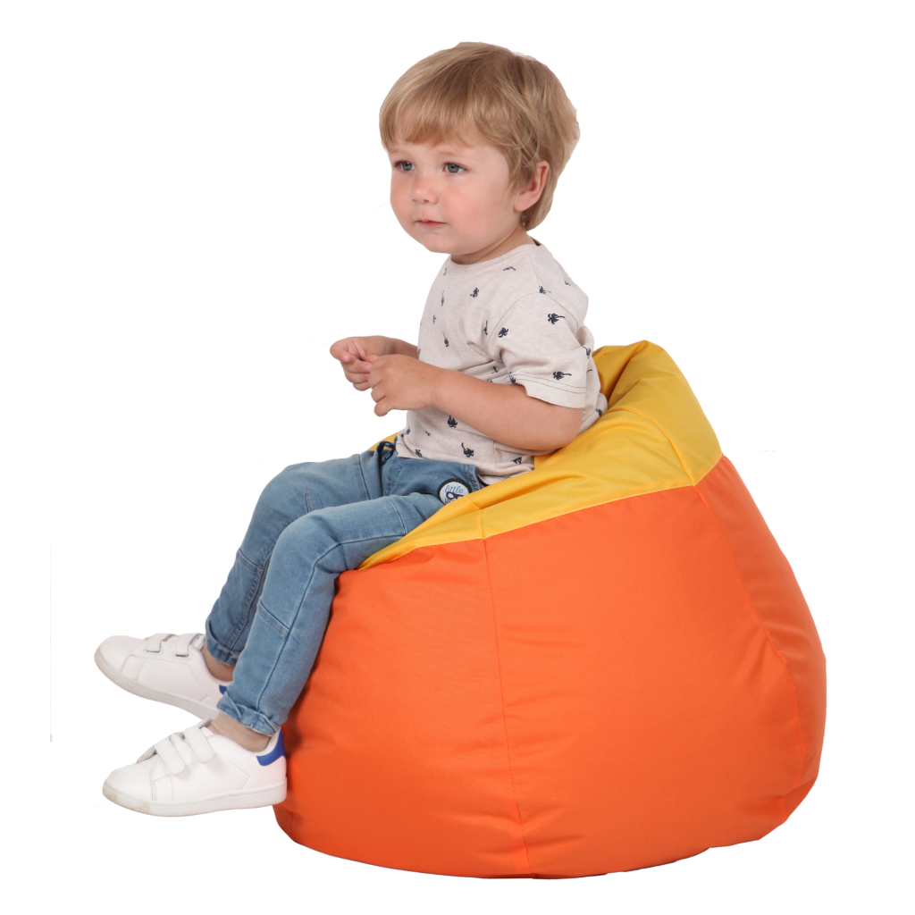 Кресло-мешок Груша Хатка Комби детская Оранжевая с Желтым (до 5 лет)