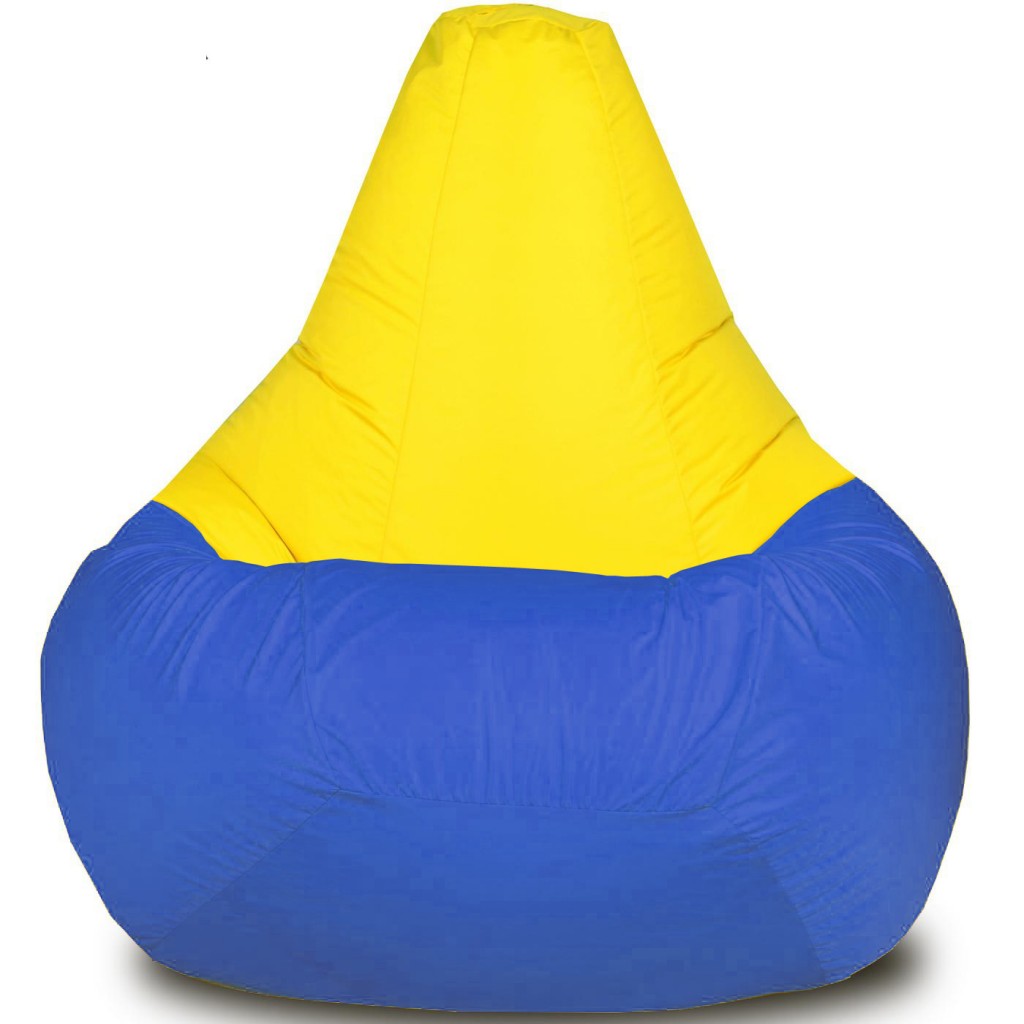Кресло-мешок Груша Хатка Комби большая Синяя с Желтым