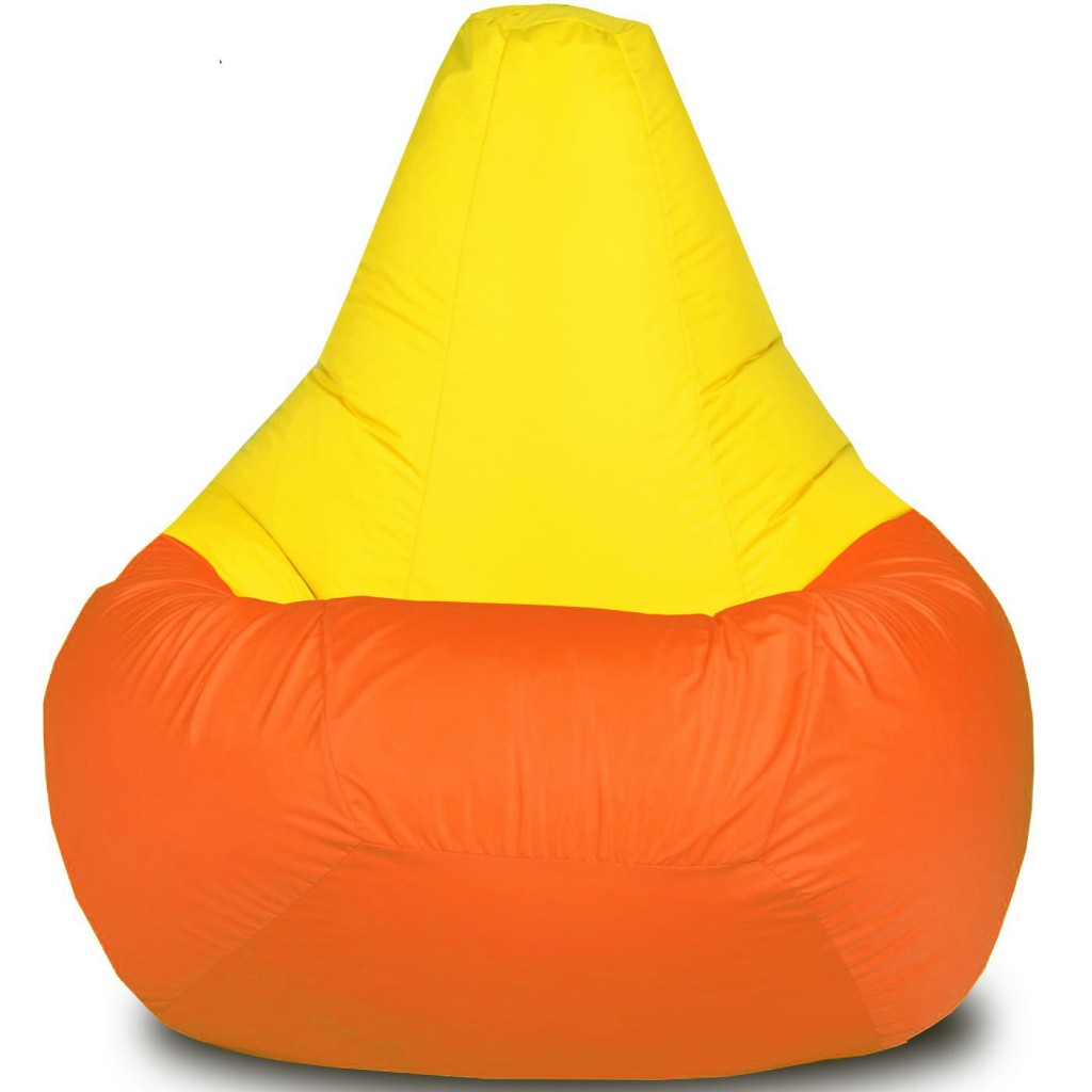 Кресло-мешок Груша Хатка Комби большая Оранжевая с Желтым