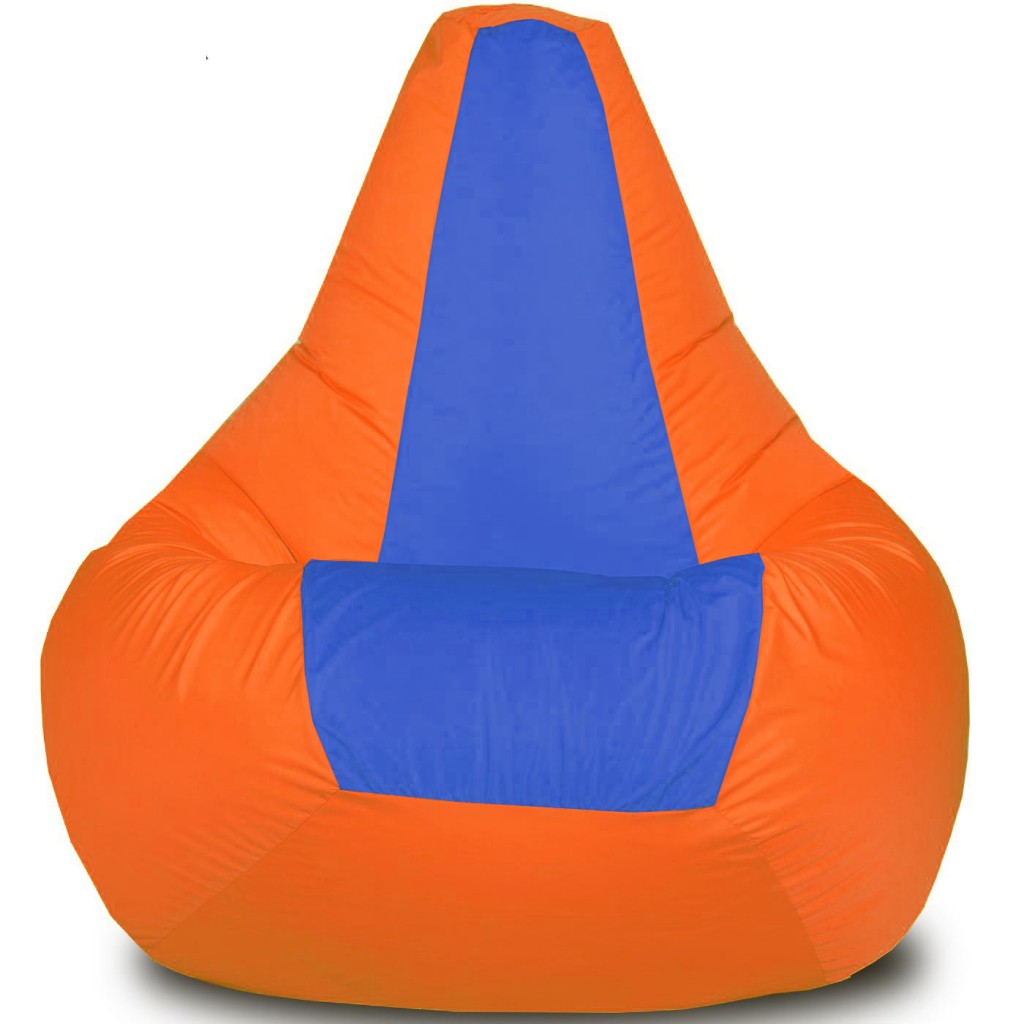 Кресло-мешок Груша Хатка Элит большая Оранжевая с Синим 