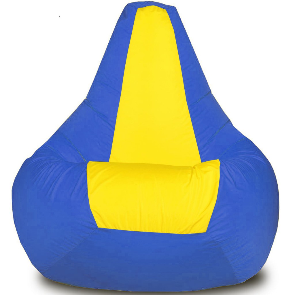 Кресло-мешок Груша Хатка Элит большая Синяя с Желтым 