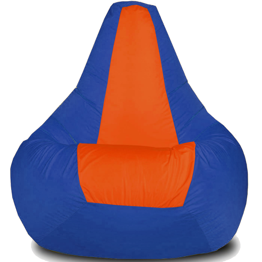 Кресло-мешок Груша Хатка средняя Синяя с Оранжевым (подростковая)