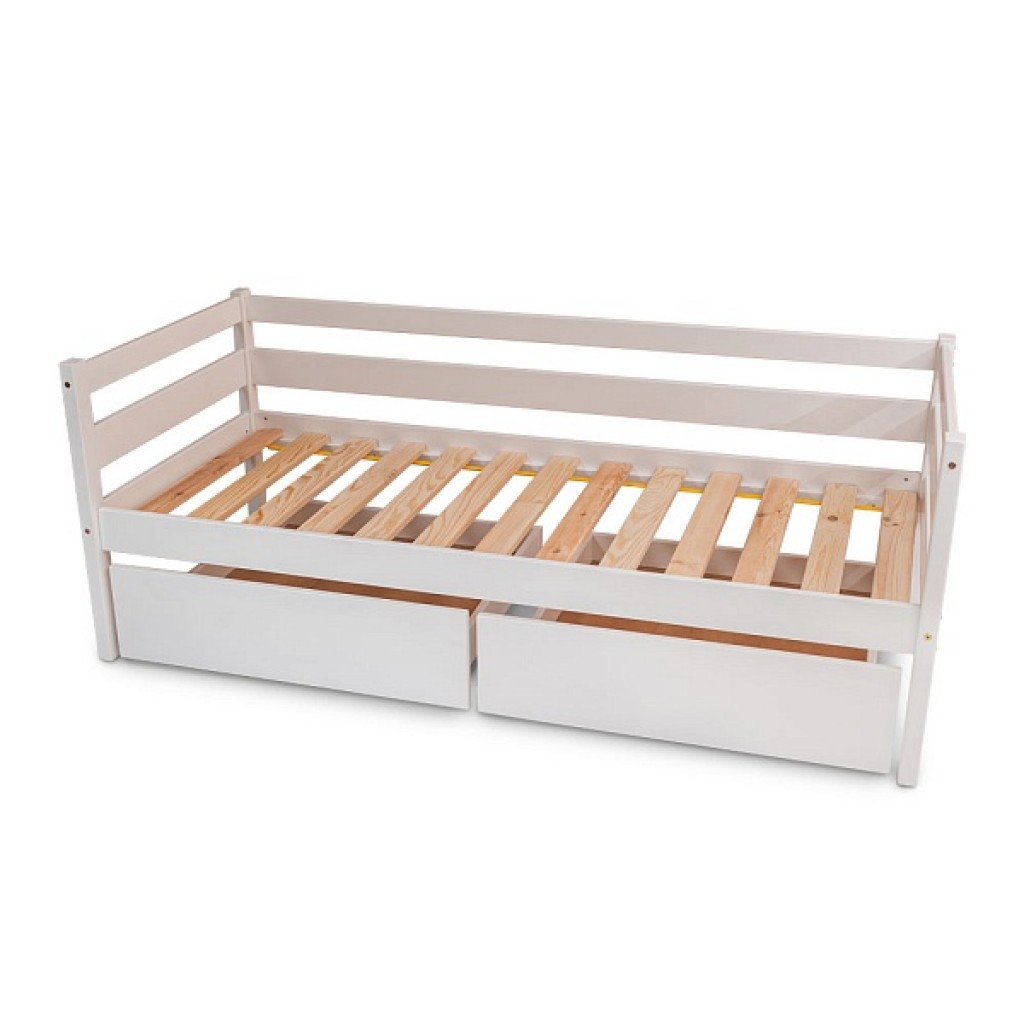 Подростковая кровать белая babyson 1 с ящиком 80x190см