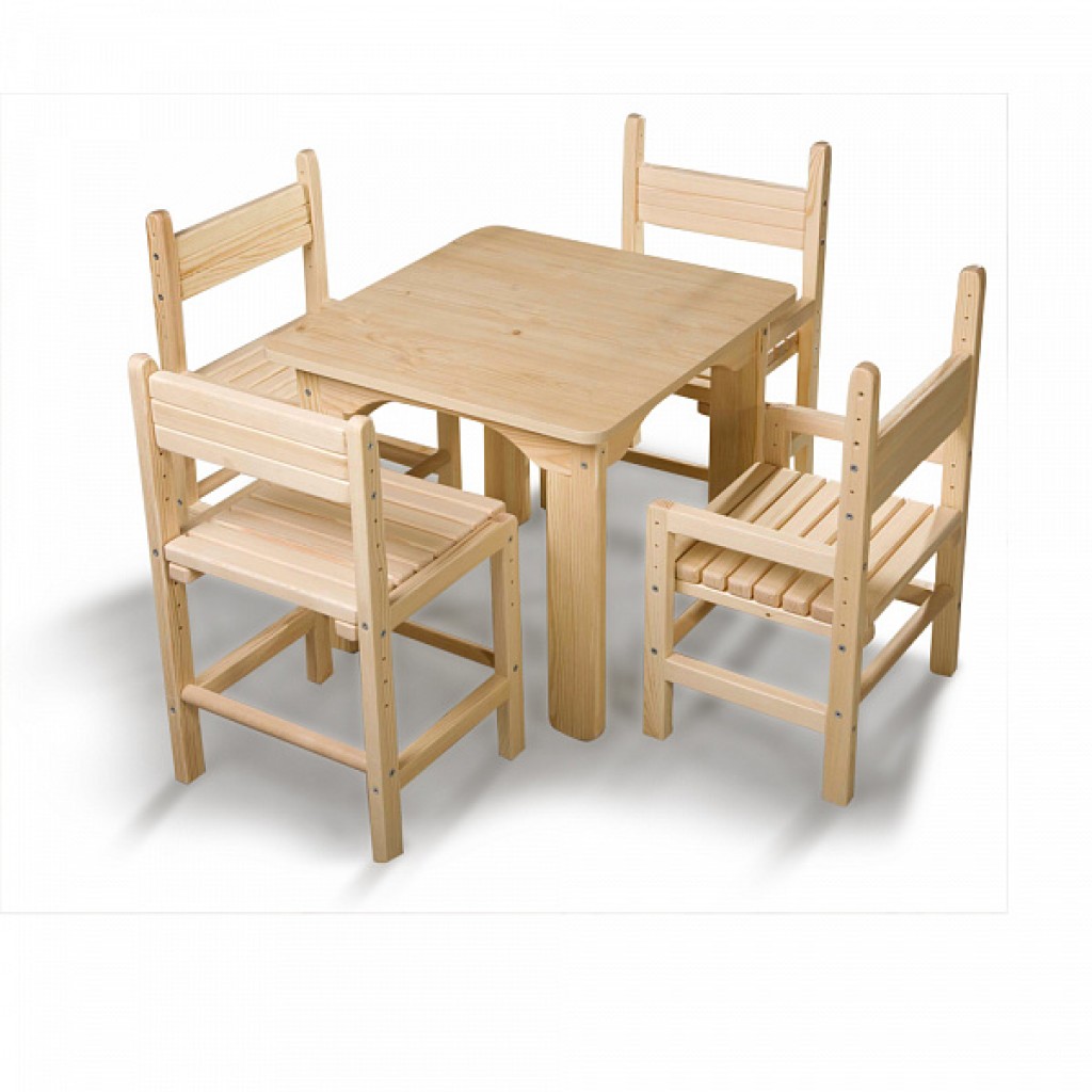 Детский стол и стул сосновый