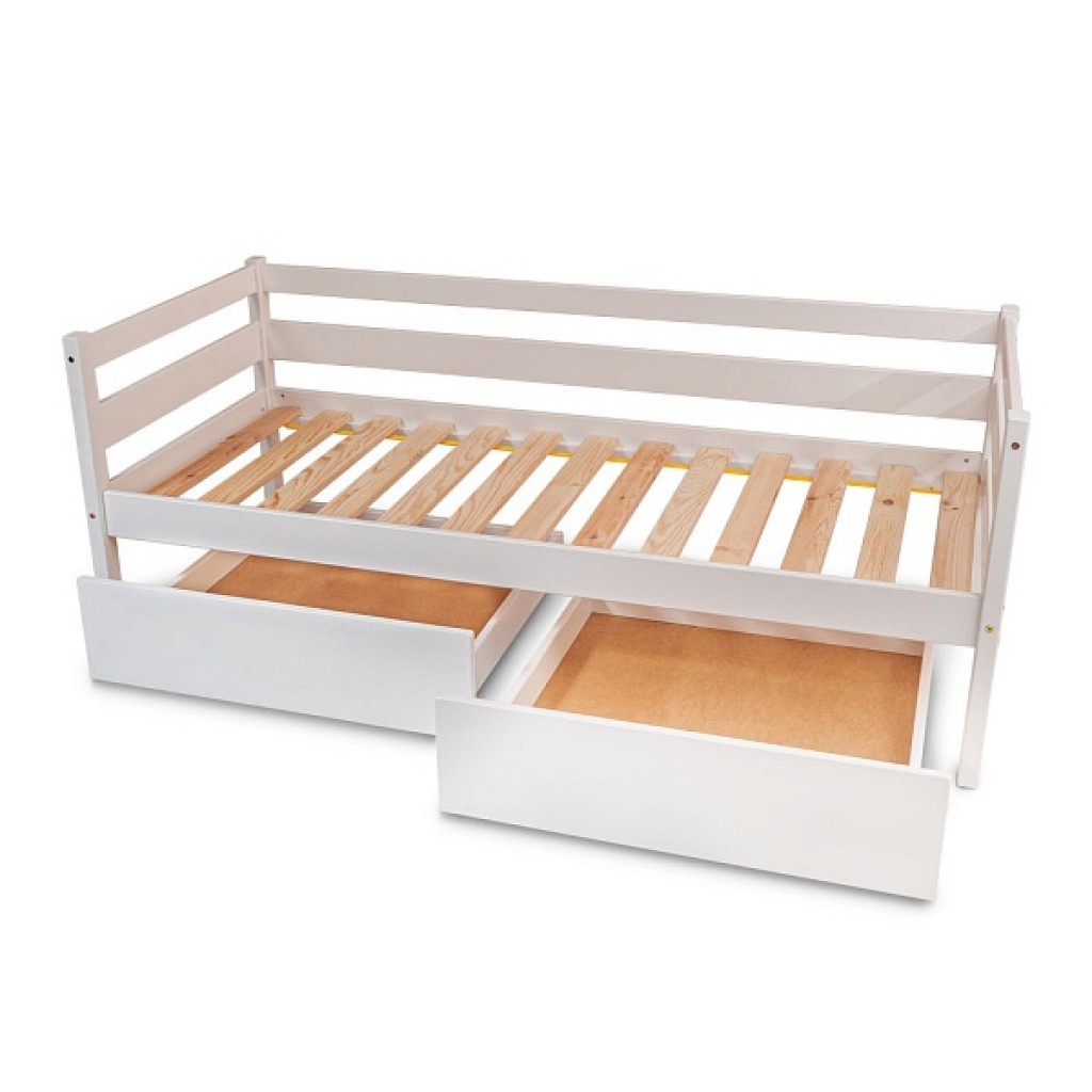 Подростковая кровать белая babyson 1 с ящиком 80x190см