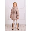 Куртка-пальто зимняя для девочки (бежевый) 128 р.