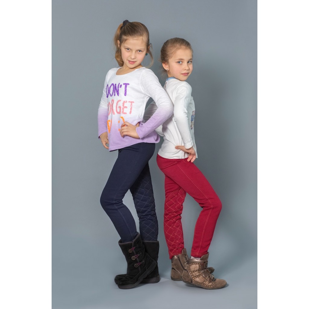 Модные детские брюки для девочек с начесом синие 98 р.