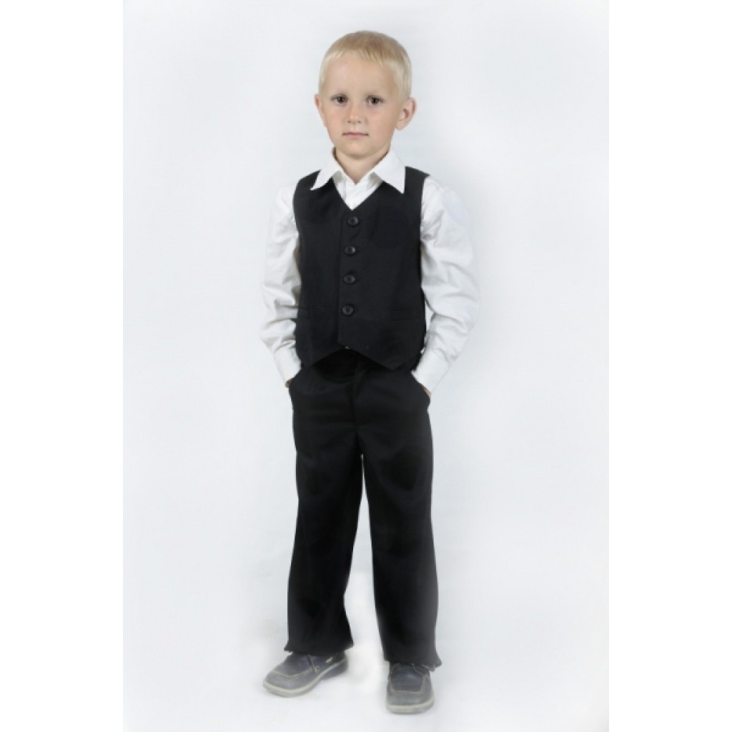 Костюм выпускной для мальчика в детский сад: брюки + жилет (черный) 104 р.